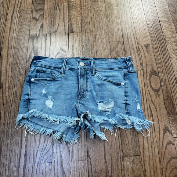 Express Pants - Express Shortie Distressed Denim Shorts Small